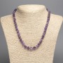 Collier d'améthyste naturelle facettée en cubes, diamètre 7 mm ±, longueur 50 cm +