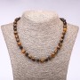 Collier œil de tigre facetté, diamètre 8–10 mm, longueur 48 cm