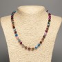 Collier d'agate multicolore à perles facettées, diamètre 8 mm, longueur 49 cm +