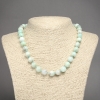 Collier en pierre naturelle de larimar, perles rondes et lisses de 10 mm de diamètre, longueur 45 cm+-