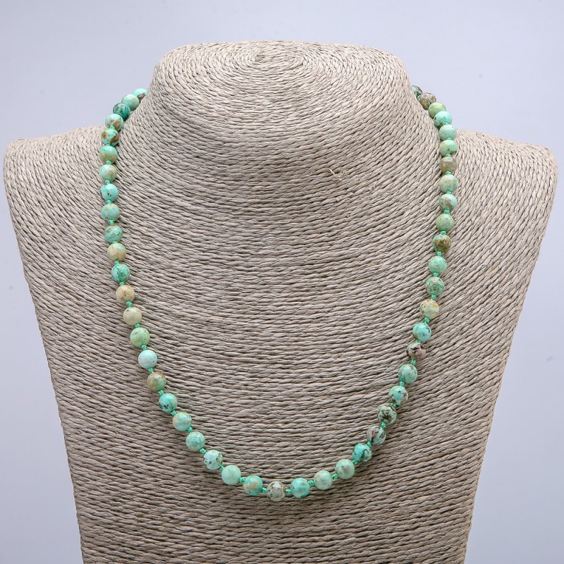 Collier en amazonite naturelle, perles lisses de 6 mm, longueur 46 cm +