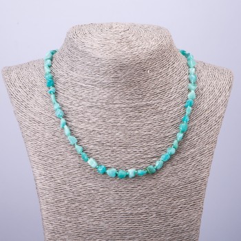 Collier en amazonite facettée, diamètre 5–7 mm, longueur 47 cm