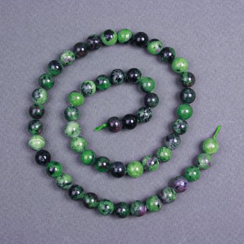 Perles de zoïsite naturel, billes lisses, diamètre 8 mm ± sur fil, longueur 40 cm ±