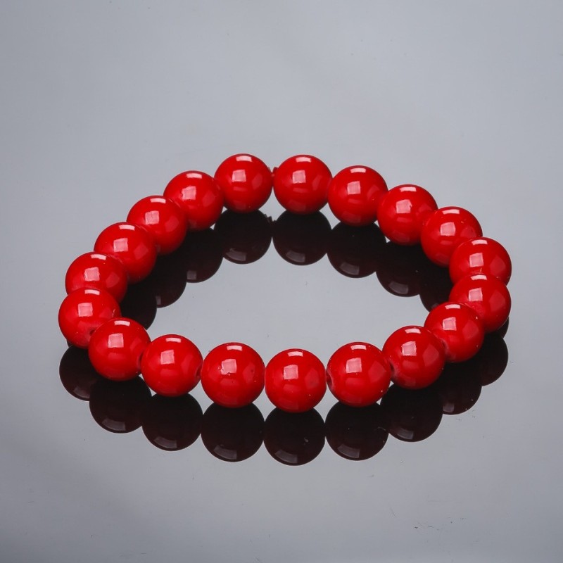 Bracelet élastique en corail pressé 10 mm