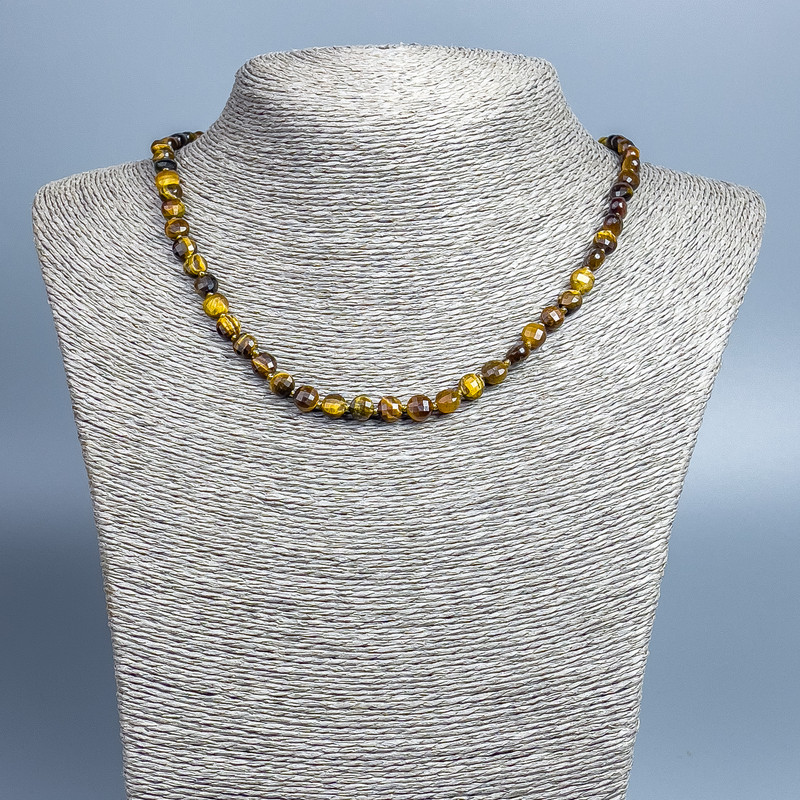 Collier œil de tigre faceté 48 cm