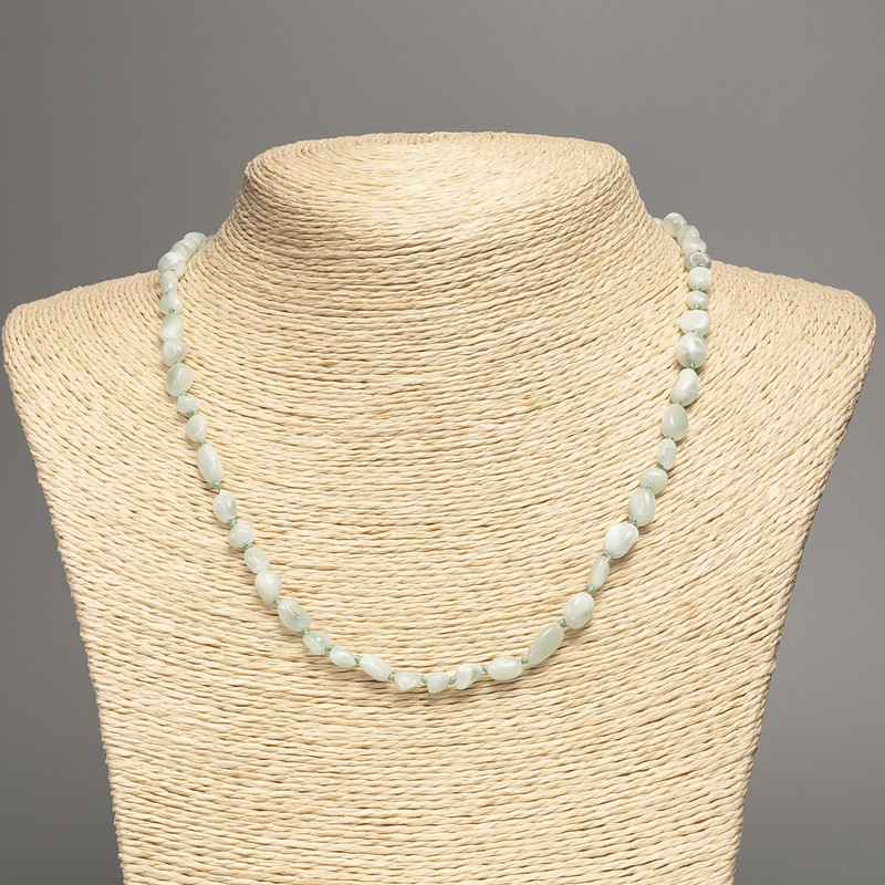Collier en Angélite verte facettée, diamètre 8×6 mm +/-, longueur 49 cm +