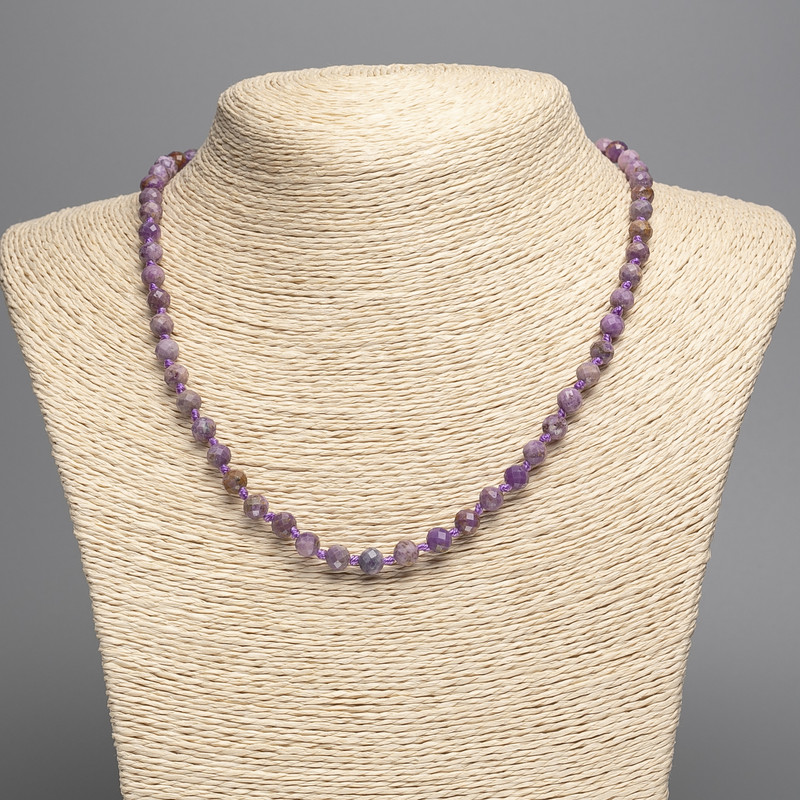 Collier en fosfosidérite naturel, perle facettée, diamètre 6 mm