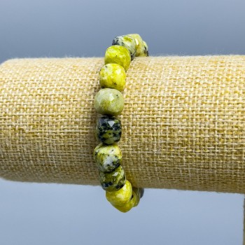 Bracelet en jade jaune naturel, perles cubiques facettées de 9×9 mm, longueur 18 cm (élastique)