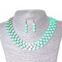 Ensemble collier et boucles d'oreilles «Baies», métal doré et éclat d'aigue-marine