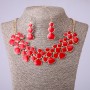 Ensemble collier et boucles d'oreilles à émail rouge, longueur 46–52 cm