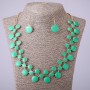 Ensemble collier et boucles d'oreilles émail vert, longueur 57–64 cm