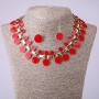 Ensemble collier «Portes» et boucles d'oreilles émail rouge, longueur 45 cm