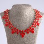 Collier à émail rouge «Coquette», longueur 53 cm, métal doré