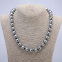Collier térahertz, boules lisses, diamètre 12 mm, longueur 45 cm +