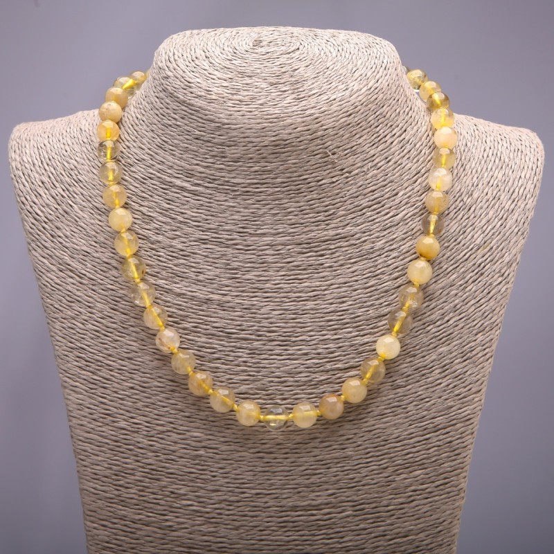 Collier en quartz rutile naturel, 10 mm, 48 cm