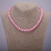 Collier œil-de-chat rose, perles rondes et lisses, diamètre 8 mm (±), longueur 42 cm