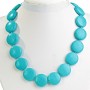 Collier en turquoise bleu clair — pièces rondes de 22 mm, longueur 45 cm