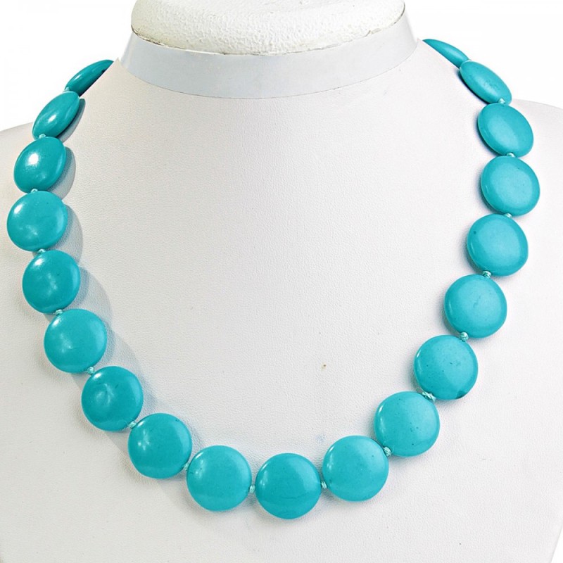 Collier en turquoise bleu clair – disques de 18 mm, longueur 46 cm