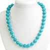 Collier turquoise bleu clair veiné, perles rondes de 12 mm, longueur 50 cm