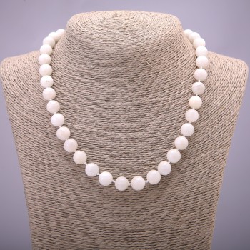 Collier en adulaire naturel, boules lisses, diamètre 10 mm (±), longueur 45 cm