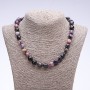 Collier en charoïte naturel facetté, diamètre 10 mm, longueur 45 cm