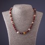 Collier en jaspe mokaïte, longueur 45 cm, diamètre 8 mm