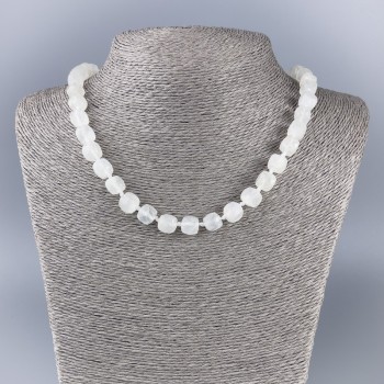 Collier en cristal de roche de montagne naturel, cube facetté, diamètre 9×9 mm, longueur 50 cm