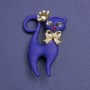 Broche Chaton bleu mat avec strass et métal argenté 43×29 mm+