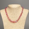 Collier en verre opalescent rouge caméléon mat, boules lisses de 8 mm ±, longueur 49 cm ±