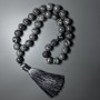 Chapelets en jaspe océan gris (acrylique artificiel) boules lisses, diamètre 12 mm +/-, 33 perles, avec inserts métalliques