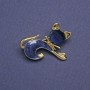 Broche Chaton œil de chat bleu, nacre bleue, métal doré 28×23 mm