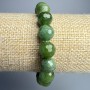 Bracelet Jadeïte canadien, boules facettées de 10 mm, longueur 18 cm +/- (élastique)