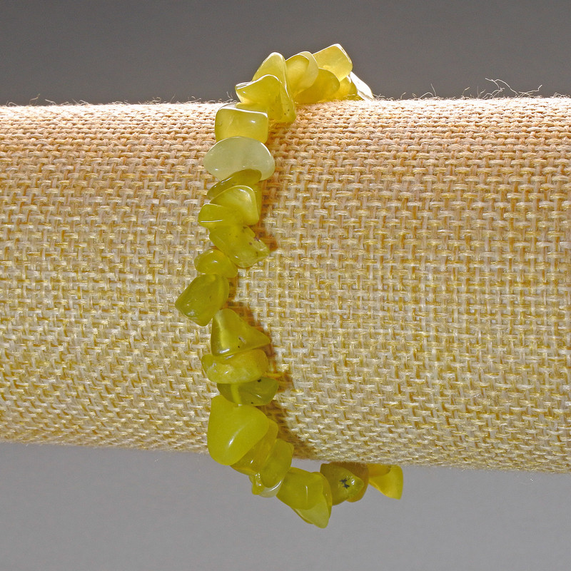 Bracelet en jadeïte jaune - éclats, diamètre 10 × 4 mm, longueur 18 cm (élastique)