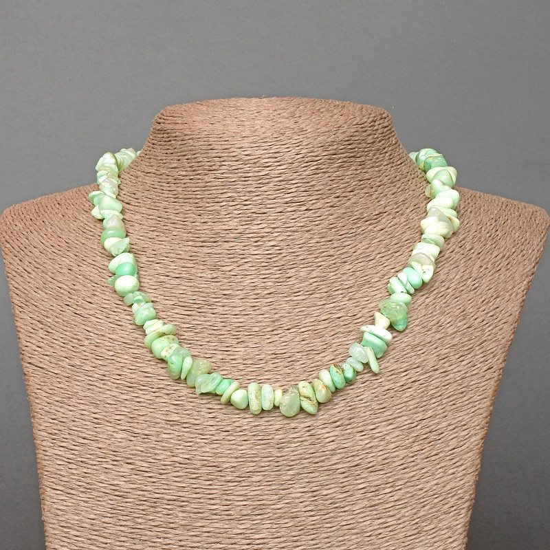 Collier en amazonite naturelle, perles chips 7 × 3 mm, longueur 47 cm